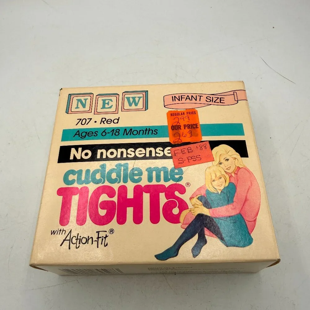 ✨ Vintage 1987 No Nonsense Cuddle Me Tights Infant 6–18 Months Red | NOS ✨